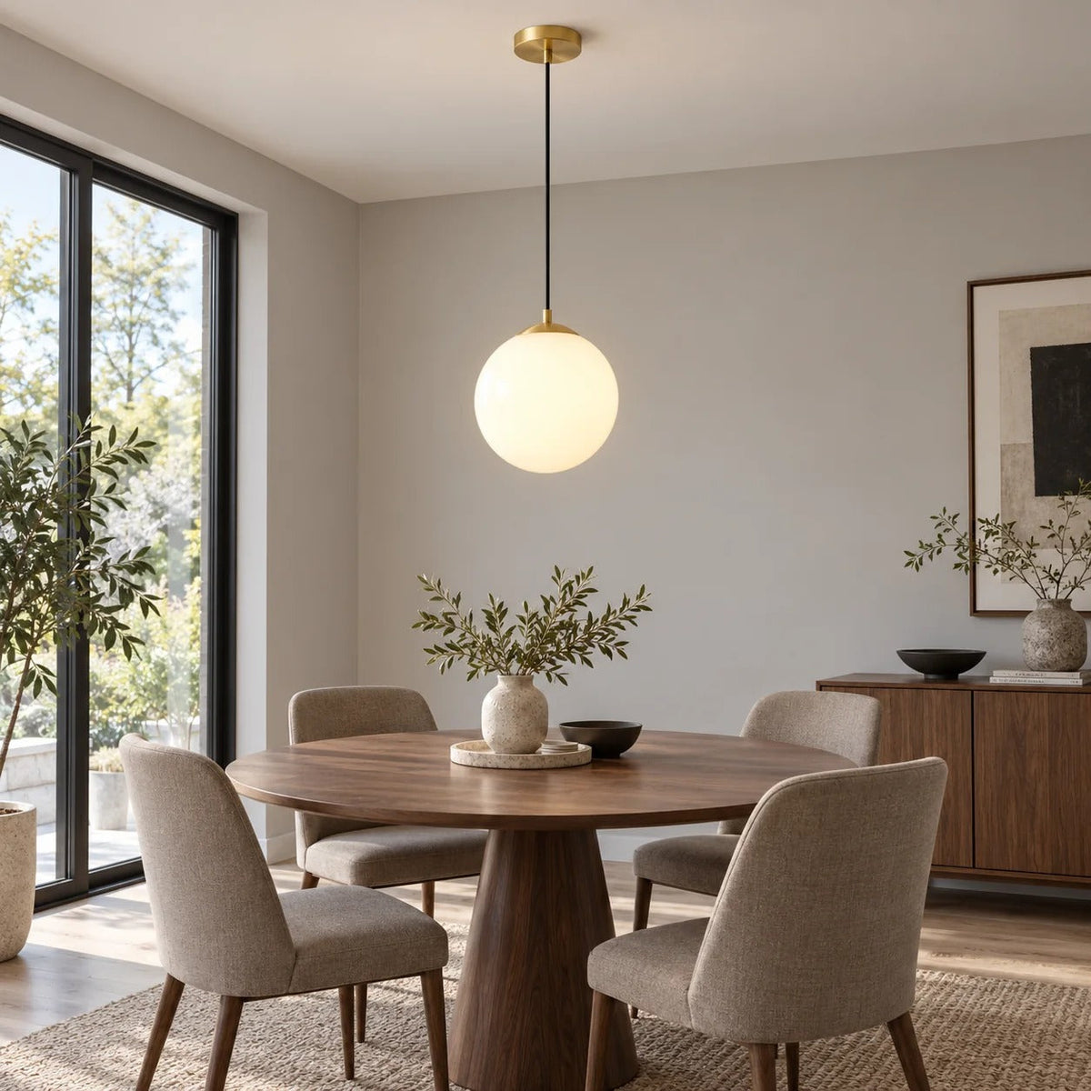 Elara opal glass globe pendant light