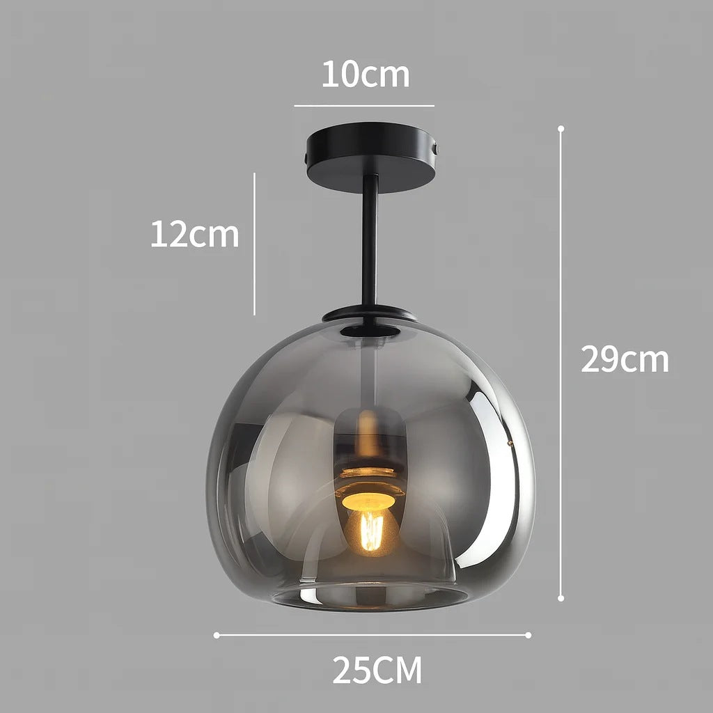 Nordic semi-flush ceiling light dimensions: 25cm globe, 29cm high
