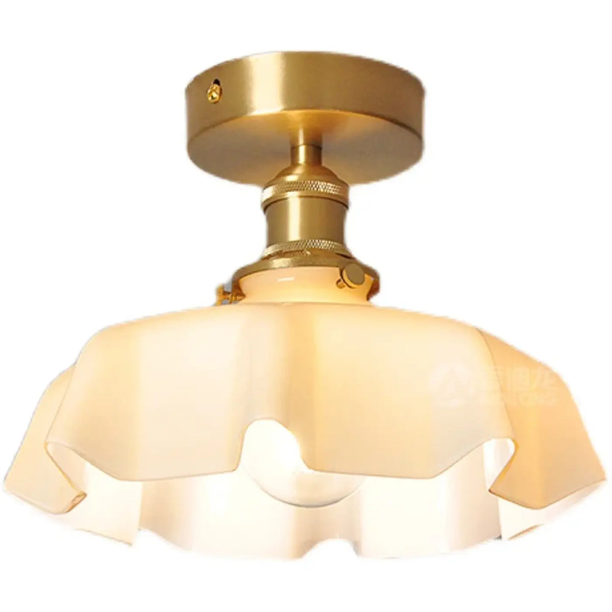 Side view of the Fleur cream semi-flush ceiling light