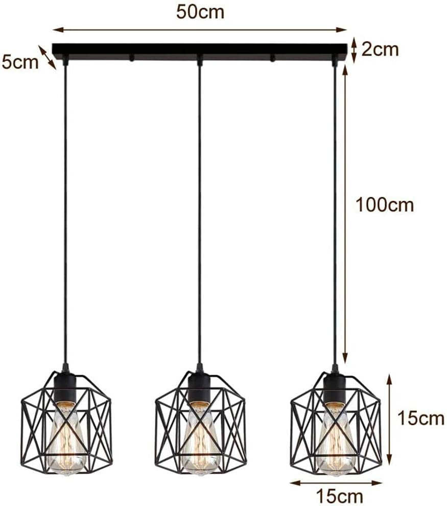 Hudson pendant bar dimensions: 50cm bar, cage shades about 14cm