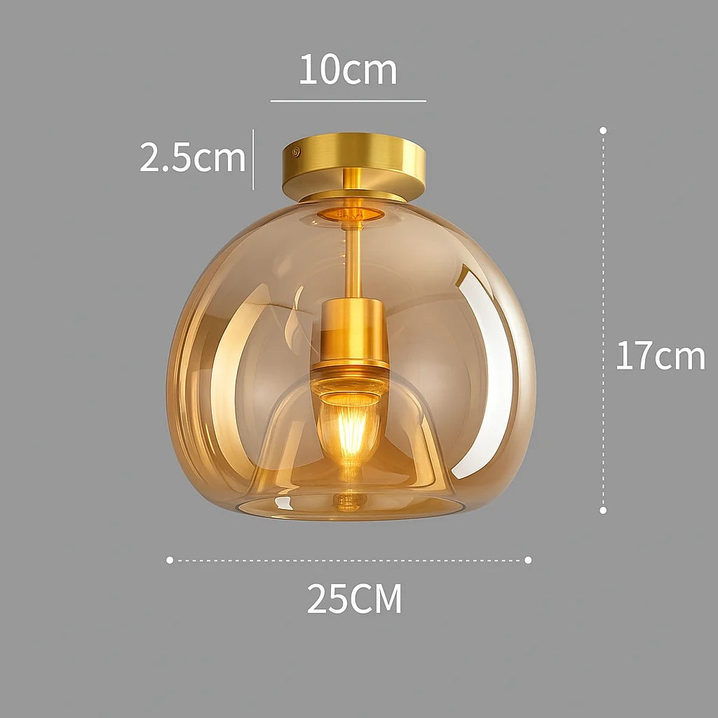Nordic flush ceiling light dimensions: 25cm globe, 17cm high