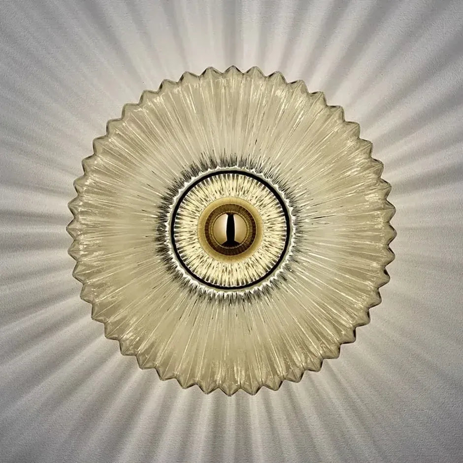 Close-up of the Solene ribbed amber glass