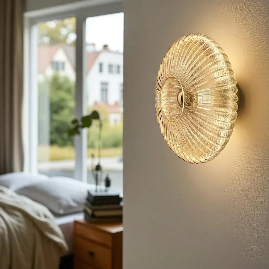 Solene milky white wall light in a hallway