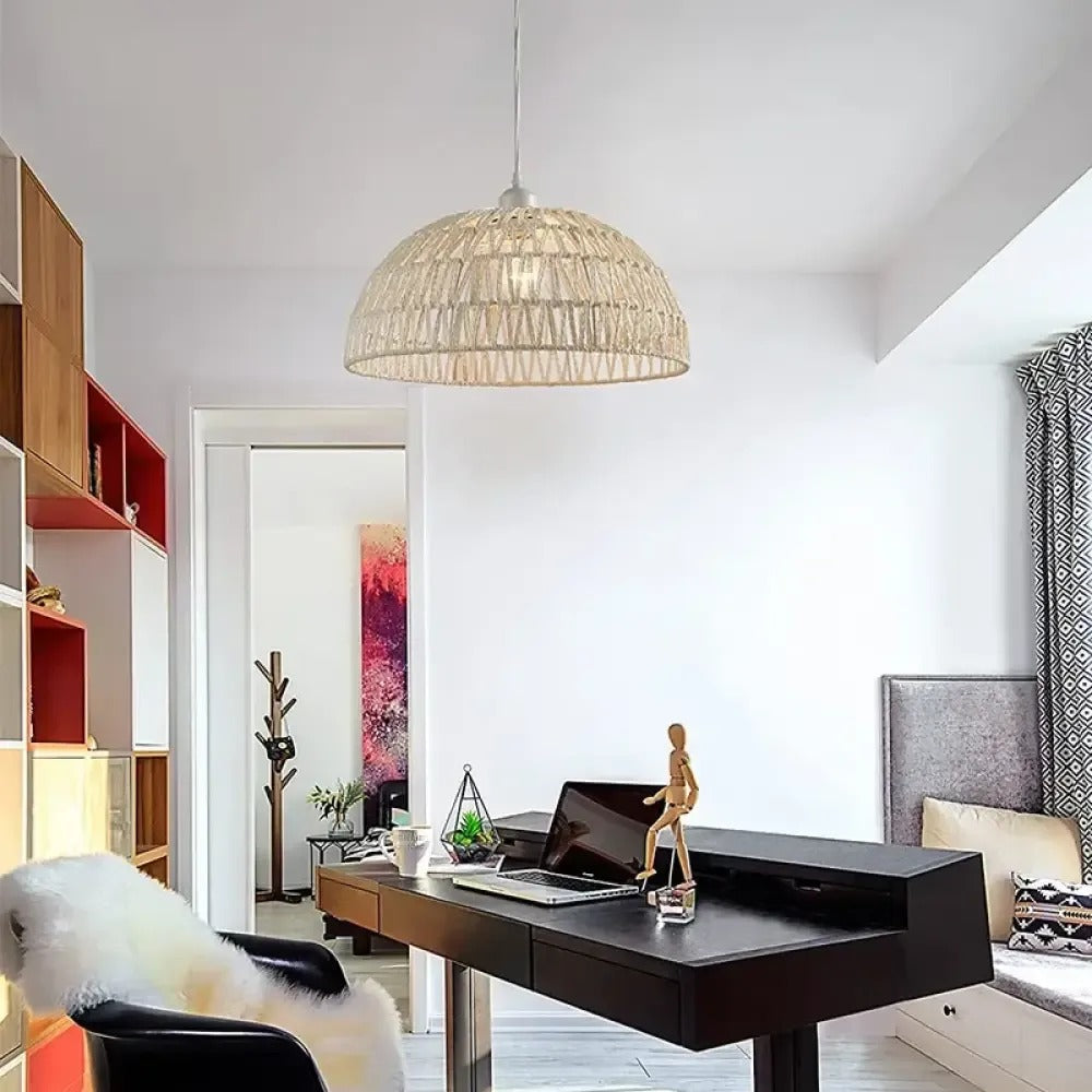Sora pendant in Ecru in a home office