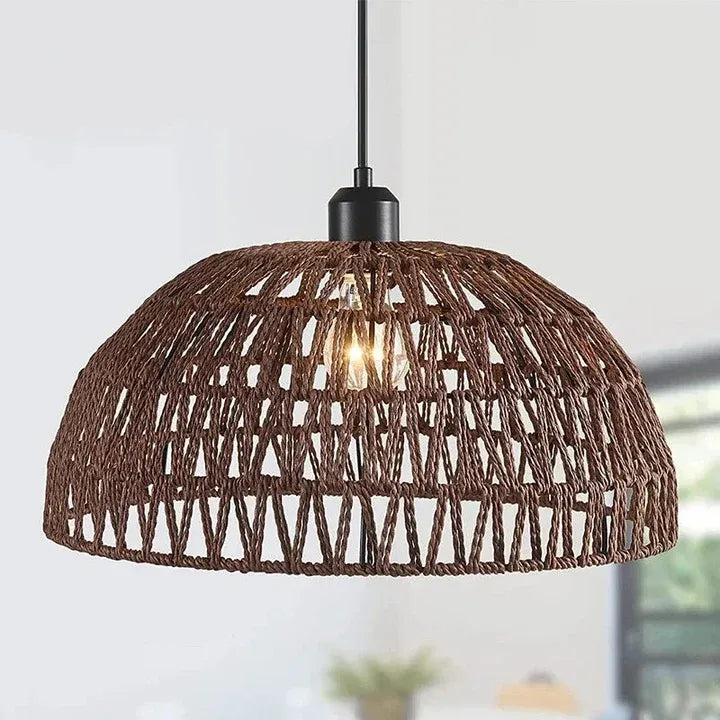 Sora woven hemp rope pendant light in Brown