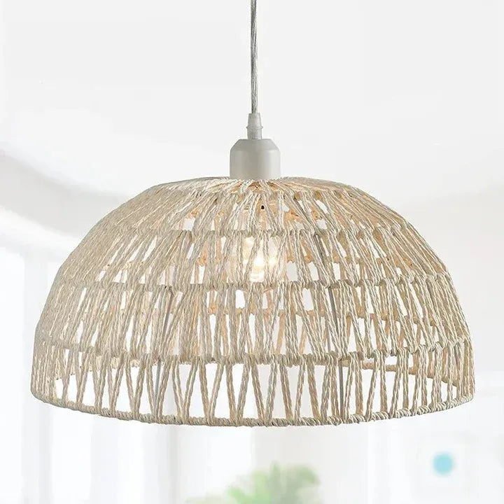 Sora woven hemp rope pendant light in Ecru